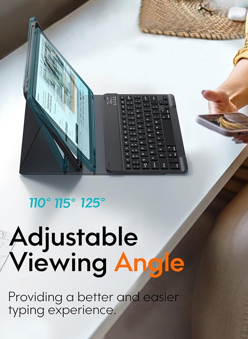 Theodor iPad Air 13-Inch M3 2025/ M2 2024 Case with Keyboard Wireless Magnetically Detachable Case , Auto Sleep/Wake -Black - Image 3